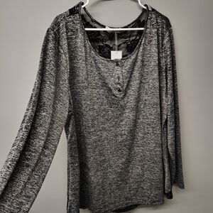 Rosegal Black and Gray Long Sleeve Top